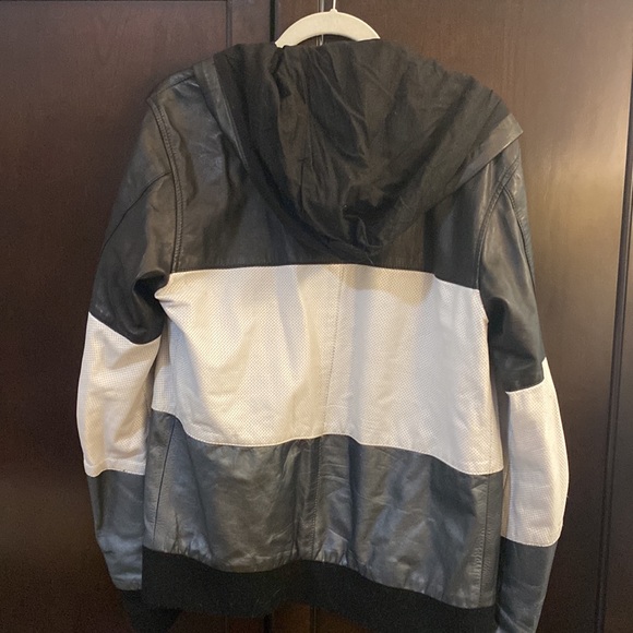 RARE Zanerobe tri-color hooded leather jacket size medium - Picture 4 of 8